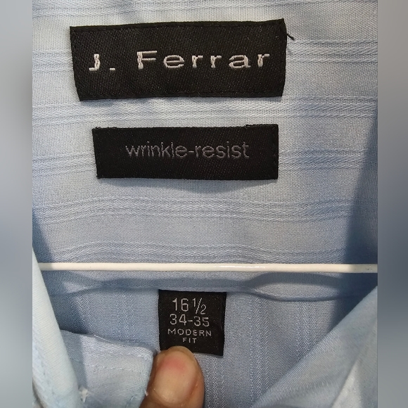 Dress shirt & 2 tie set light solid  blue long sleeved men's button up shirt - Picture 5 of 7